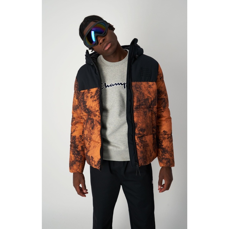 Champion Winterjacke mit Kapuze - Funktionswattierung, mit gestricktem Logo-Schriftzug - braun Herren